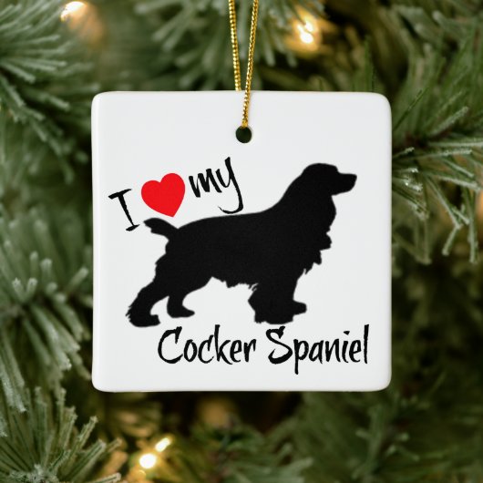 CUSTOM I Love My Cocker Spaniel Dog Keramisch Ornament (Boom)