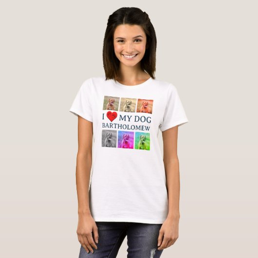Custom I LOVE MY DOG Pop Art Pet Lover T-shirt (Voorkant volledig)