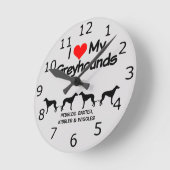 CUSTOM I Love My Four Greyhound Dogs Ronde Klok (Hoek)