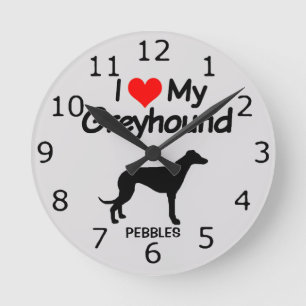 CUSTOM I Love My Greyhound Dog Ronde Klok
