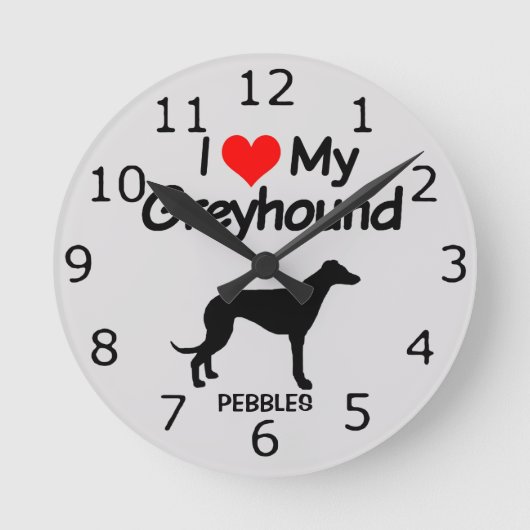 CUSTOM I Love My Greyhound Dog Ronde Klok (Voorkant)