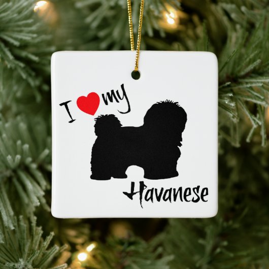 CUSTOM I Love My Havanese Dog Keramisch Ornament (Boom)