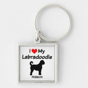 CUSTOM I Love My Labradoodle Dog Sleutelhanger