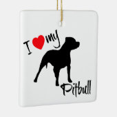 CUSTOM I Love My Pitbull Dog Keramisch Ornament (Rechts)