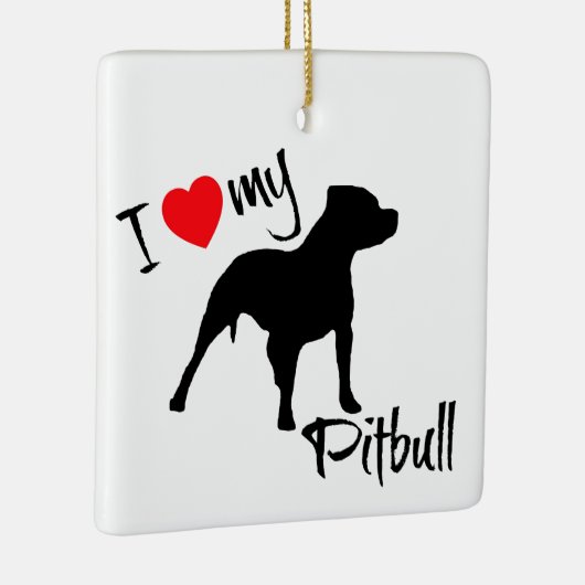 CUSTOM I Love My Pitbull Dog Keramisch Ornament (Rechts)