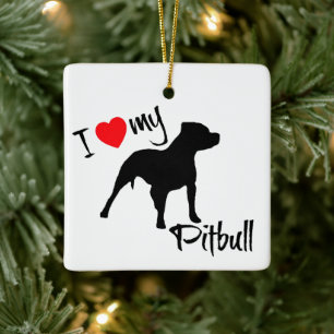 CUSTOM I Love My Pitbull Dog Keramisch Ornament