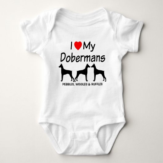 CUSTOM I Love My Three Doberman Pinscher Dogs Romper (Voorkant)