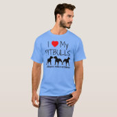 Custom I Love My Three Pitbulls T-shirt (Voorkant volledig)