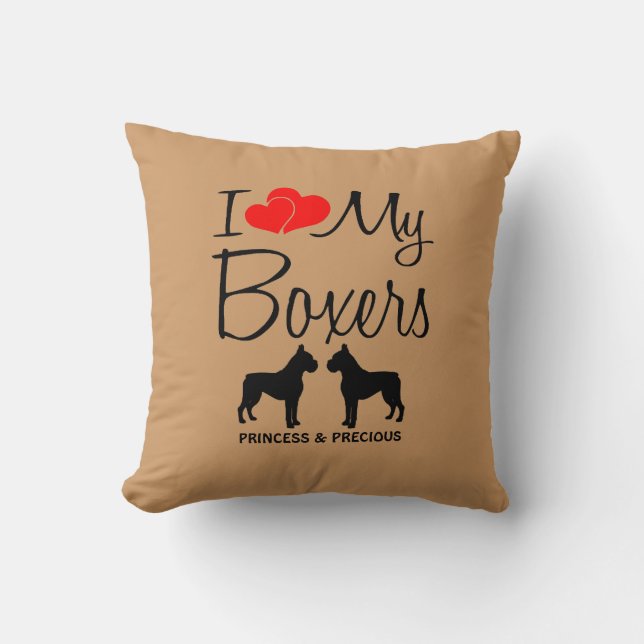 Custom I Love My Two Boxers Kussen (Voorkant)