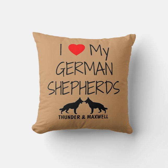 Custom I Love My Two German Shepherds Kussen (Voorkant)