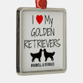Custom I Love My Two Golden Retrievers Metalen Ornament (Rechts)