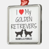 Custom I Love My Two Golden Retrievers Metalen Ornament (Links)