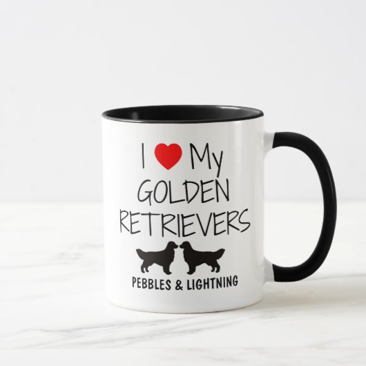 Custom I Love My Two Golden Retrievers Mok (Rechts)