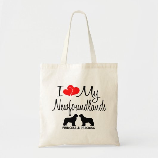 Custom I Love My Two Newfoundlands Tote Bag (Voorkant)