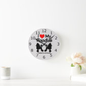 CUSTOM I Love My Two Poodle Dogs Ronde Klok (Huis)