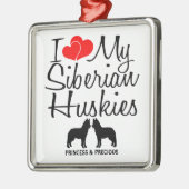 Custom I Love My Two Siberian Huskies Metalen Ornament (Links)