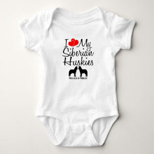 Custom I Love My Two Siberian Huskies Romper