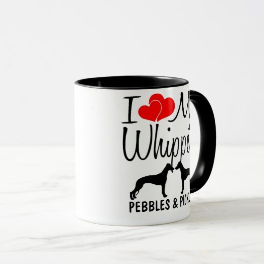 Custom I Love My Two Whippets Mok (Voorkant rechts)