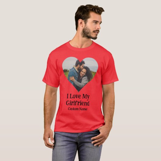Custom I Love My Vriendin Heart Photo T-shirt (Voorkant volledig)