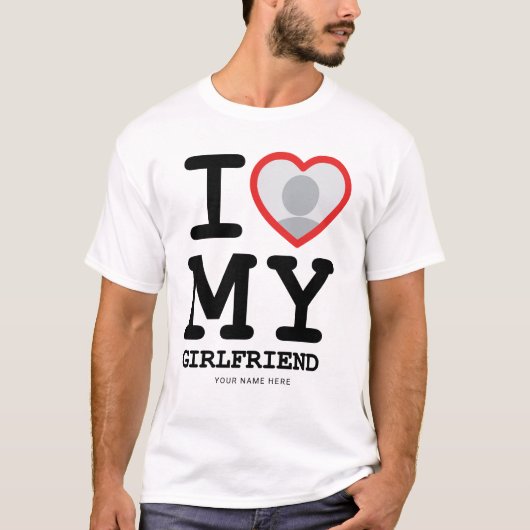 Custom I Love My Vriendin Photo Text T-shirt (Voorkant)
