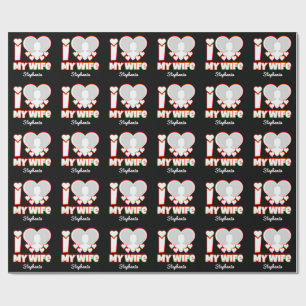Custom I Love My Wife – Naam en foto toevoegen Cadeaupapier