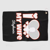 Custom I Love My Wife – Naam en foto toevoegen Golfhanddoek (Horizontaal)