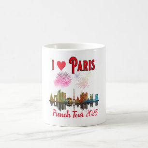 Custom I Love Paris bij Night Skyline Fireworks Koffiemok