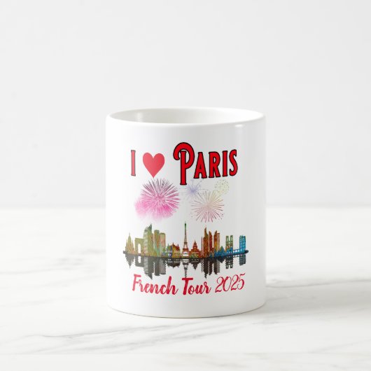 Custom I Love Paris bij Night Skyline Fireworks Koffiemok (Center)