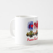 Custom I Love Paris Skyline Franse vlag Souvenir Koffiemok (Voorkant links)