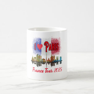 Custom I Love Paris Skyline Franse vlag Souvenir Koffiemok
