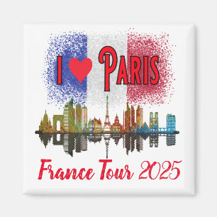 Custom I Love Paris Skyline Franse vlag Souvenir Magneet