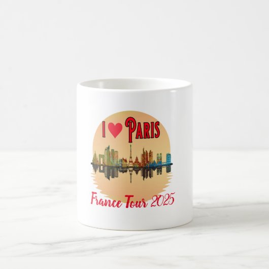 Custom I Love Paris Skyline Sunset Souvenir Koffiemok (Center)
