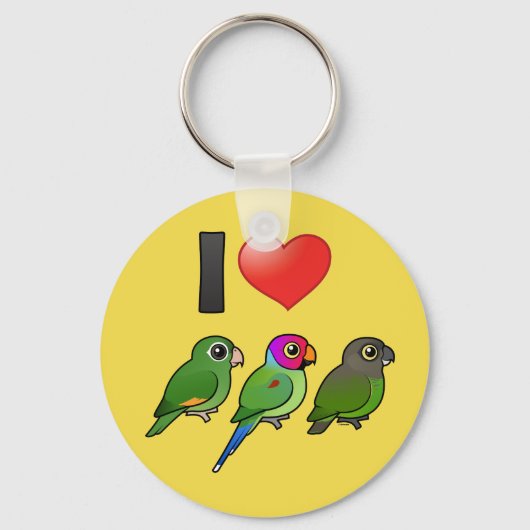 Custom I Love Parrots Sleutelhanger (Voorkant)