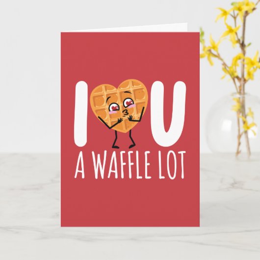 CUSTOM I Love You Waffle Lot Kawaii Cute Funny Kaart (Gele Bloem)
