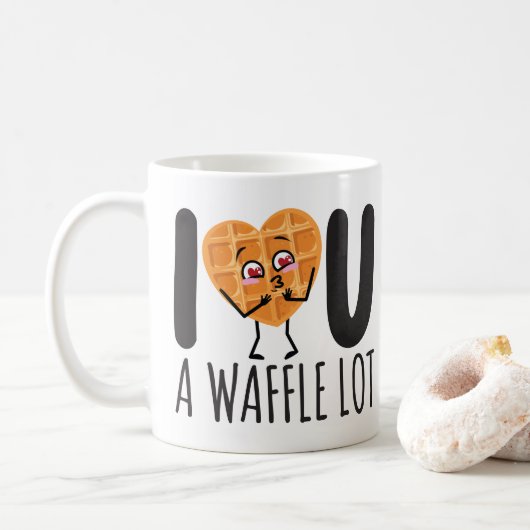 CUSTOM I Love You Waffle Lot Kawaii Cute Funny Koffiemok (Met donut)