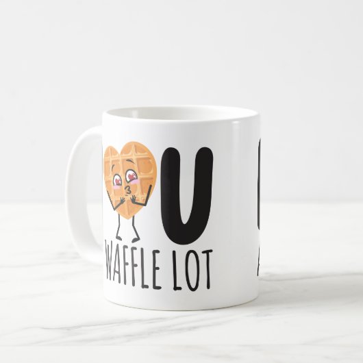 CUSTOM I Love You Waffle Lot Kawaii Cute Funny Koffiemok (Voorkant links)