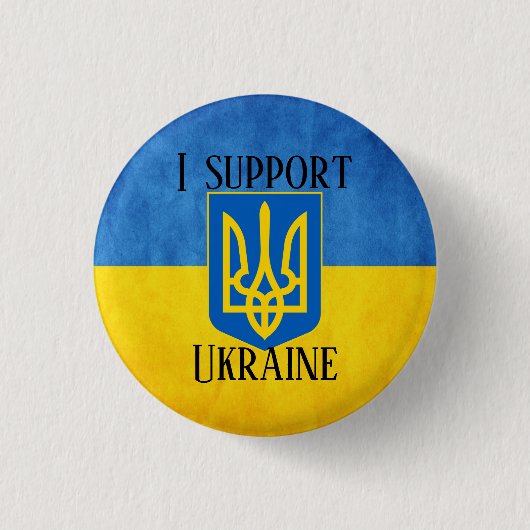 Custom I support Ukraine UKRAINIAN FLAG Pin Patch Ronde Button 3,2 Cm (Voorkant)