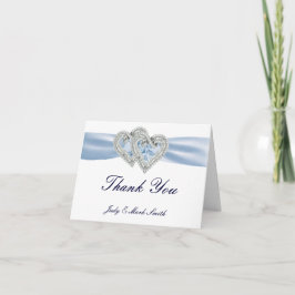 Custom Ice Blue Hearts Dank u kaart