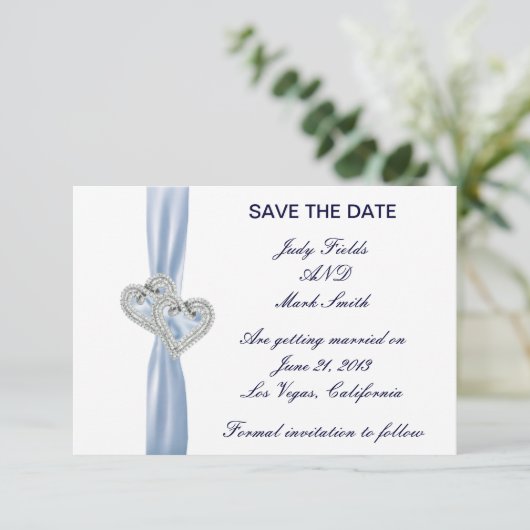 Custom Ice Blue Hearts Sla de datum Kaart (Staand voorkant)