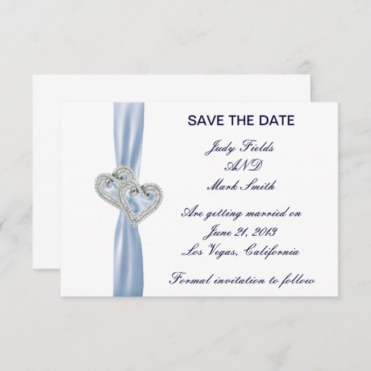 Custom Ice Blue Hearts Sla de datum Kaart (Voorkant / Achterkant)