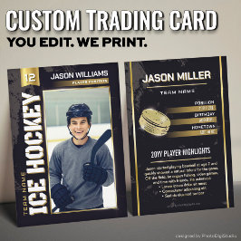 Custom Ice Hockey Trading Card, Gold Power Player Contactkaartje