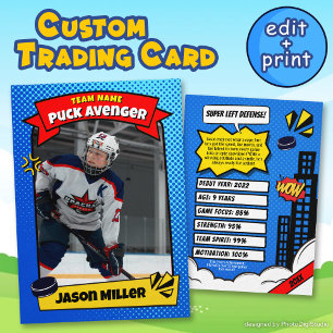 Custom Ice Hockey Trading Kaart, Comic Hockey Kaar Contactkaartje