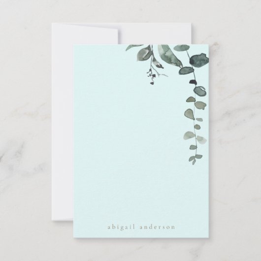 Custom Icy Blue Botanical Foliage Bride Blank Bedankkaart (Voorkant)