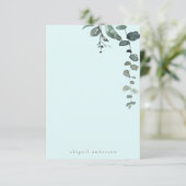Custom Icy Blue Botanical Foliage Bride Blank Bedankkaart (Staand voorkant)