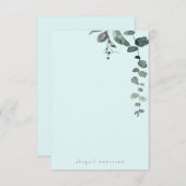 Custom Icy Blue Botanical Foliage Bride Blank Bedankkaart (Voorkant / Achterkant)