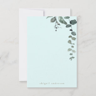 Custom Icy Blue Botanical Foliage Bride Blank Bedankkaart
