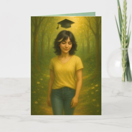 Custom Identity Afstuderen Kaart Vrouw Zwart Haar (Voorkant)