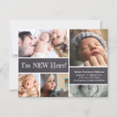 Custom Ik ben Nieuw Hier baby fotocollage Magnetische Uitnodiging (Voorkant)