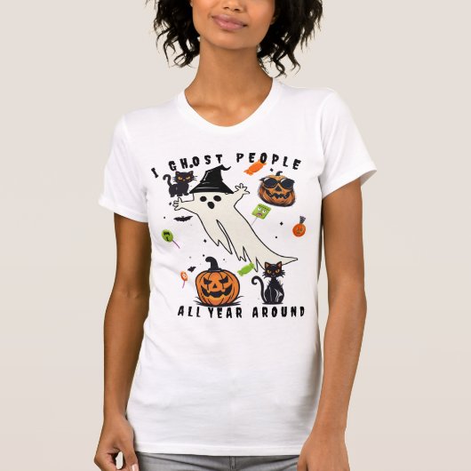 Custom Ik Ghost Mensen Creepily Funny Halloween T-shirt (Voorkant)
