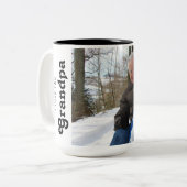 Custom Ik hou van je Opa Foto Tweekleurige Koffiemok (Voorkant links)